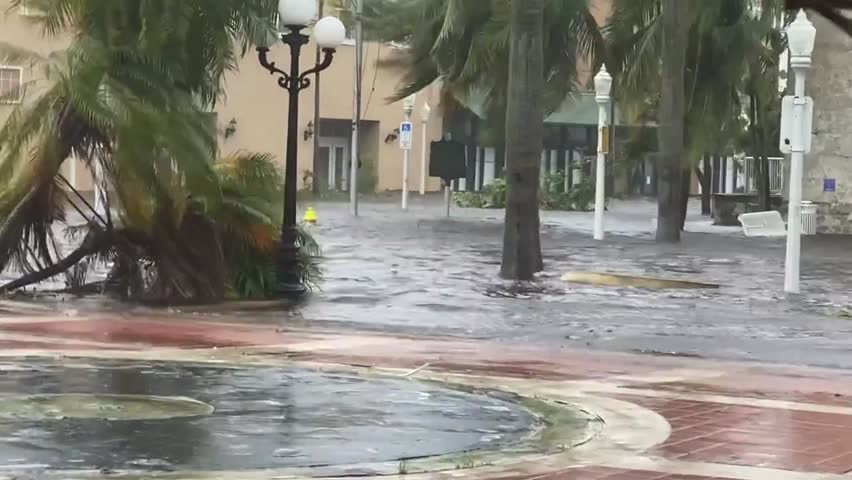 Downtown Fort Myers Flooding Quickly Heavy Editorial Video