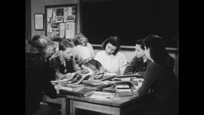 1940s Classroom Students Sit Group Students | Editorial Video ...