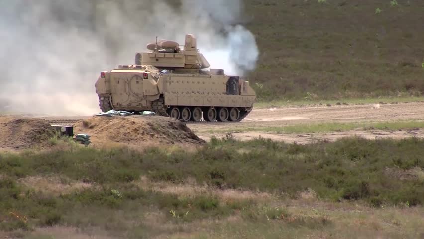 Bradley Fighting Vehicle Firing Large Open | Editorial Video ...