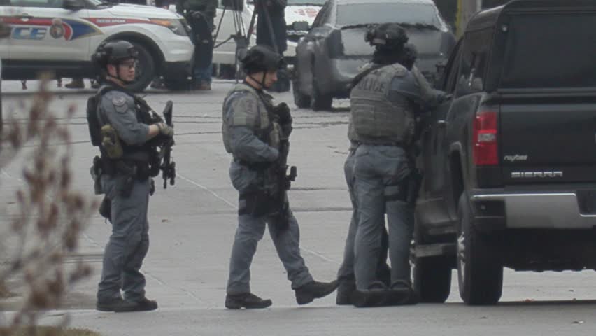 Toronto Police Armed Tactical Officers Standoff | Editorial Video ...