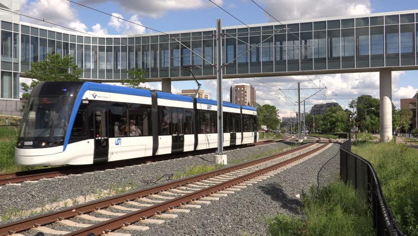 Modern Urban Light Rail Transit System | Editorial Video | 13153373s ...
