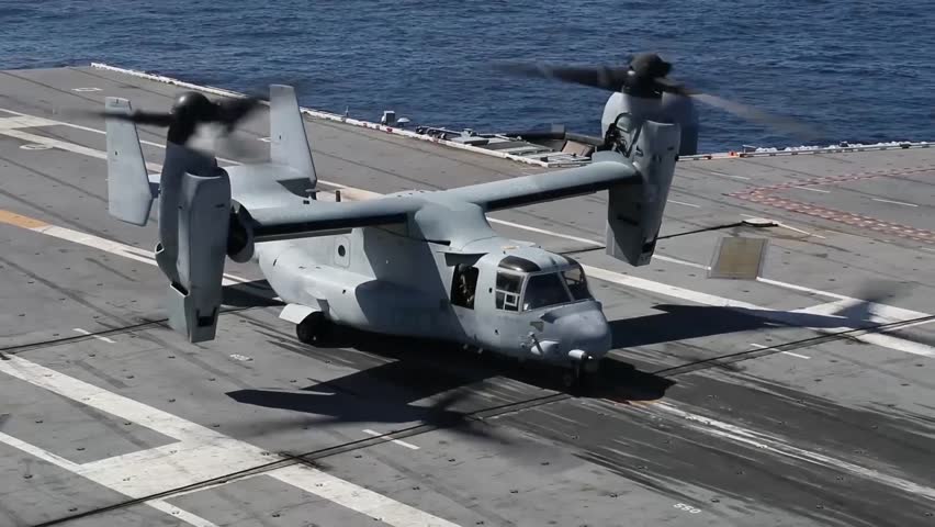 V22 Ospreys Conduct Landing Launching Exercises | Editorial Video ...