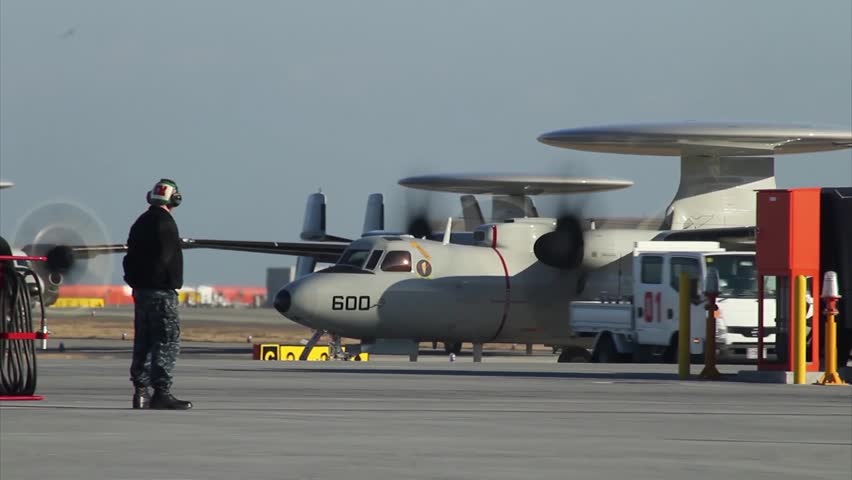 E2d Advanced Hawkeye Aircraft Taxiing Marine | Editorial Video ...