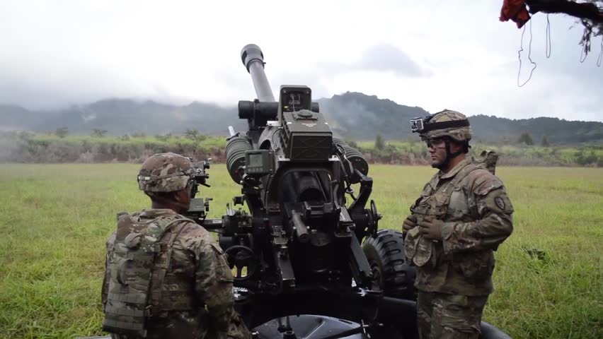 Soldiers Fire M119a3 Howitzer During Tiger | Editorial Video ...