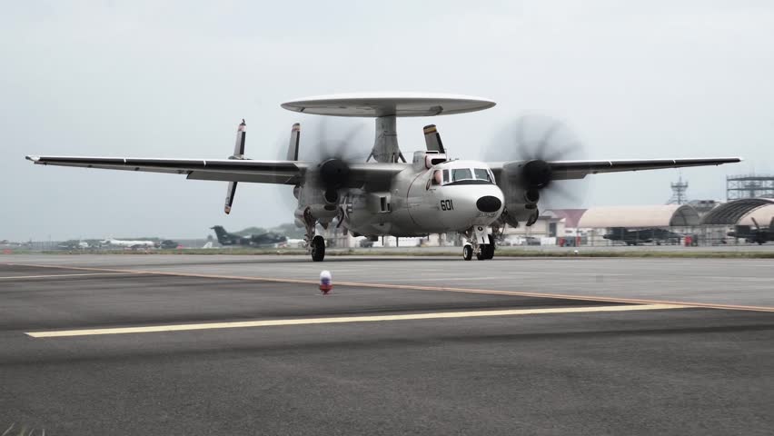 E2d Advanced Hawkeye Aircraft Carrier Airborne | Editorial Video ...